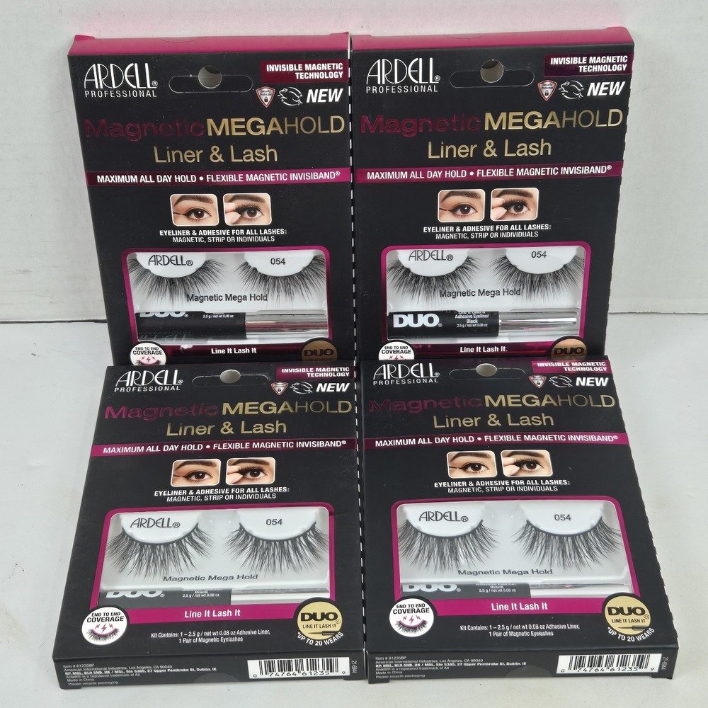 Lot of 4 Ardell Professional Eyelashes Magnetic Megahold Liner & Lash Kits 054